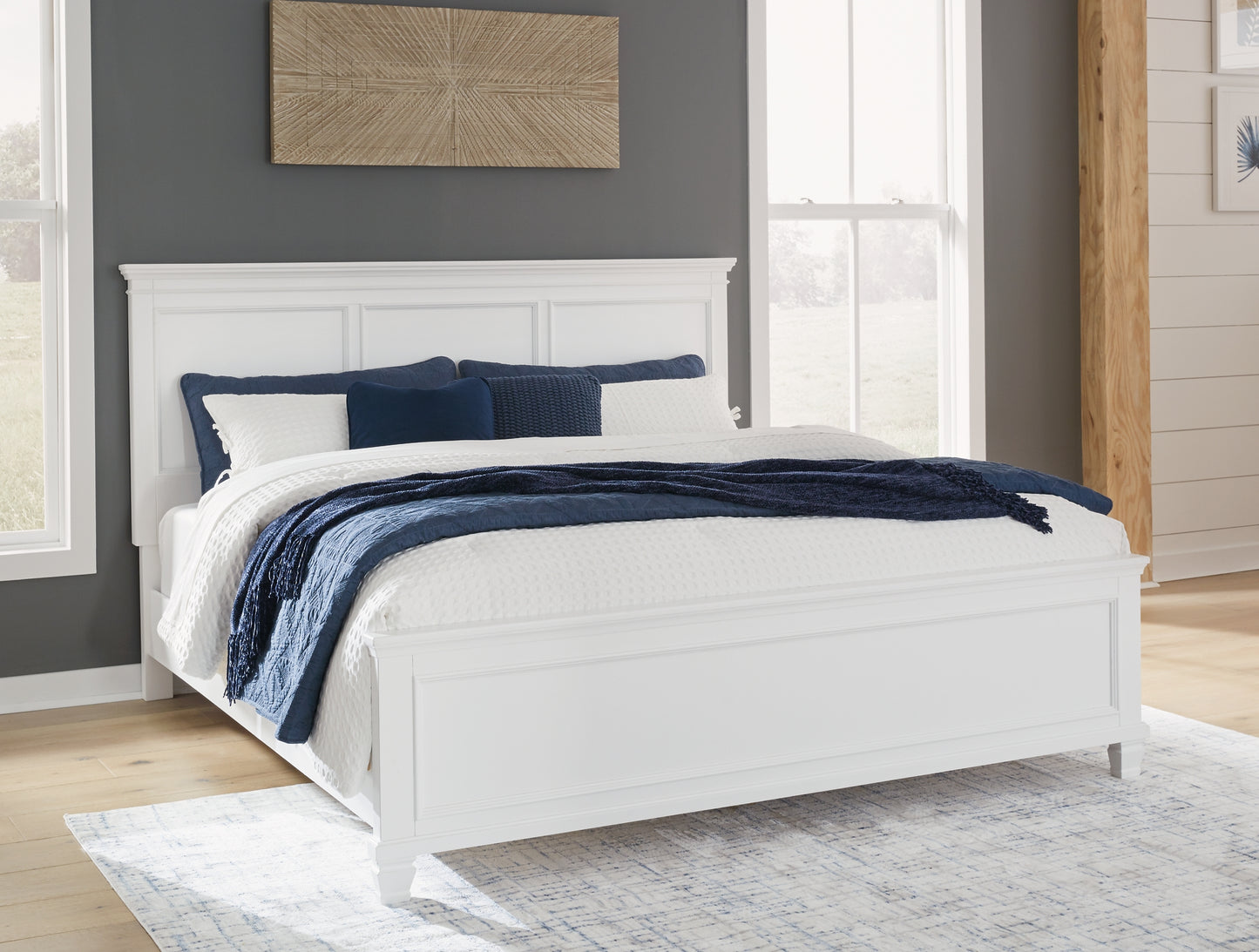 Cama Fortman California con paneles y tocador con espejo