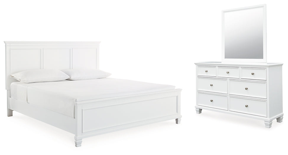 Cama Fortman con paneles y tocador con espejo