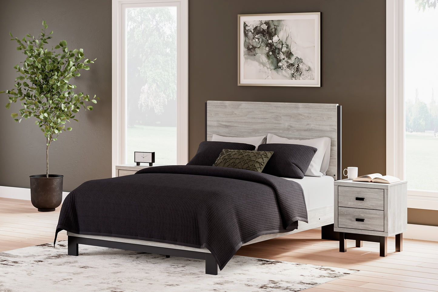 Cama Vessalli con paneles y tocador con espejo