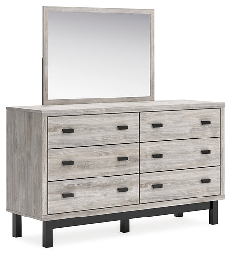 Cama Vessalli con paneles, cómoda y espejo