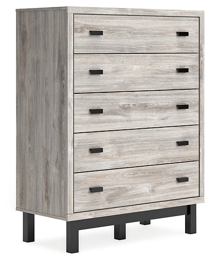 Cama Vessalli con paneles, cómoda y espejo
