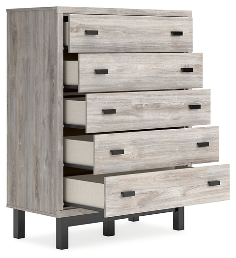 Cama Vessalli con paneles, cómoda y espejo