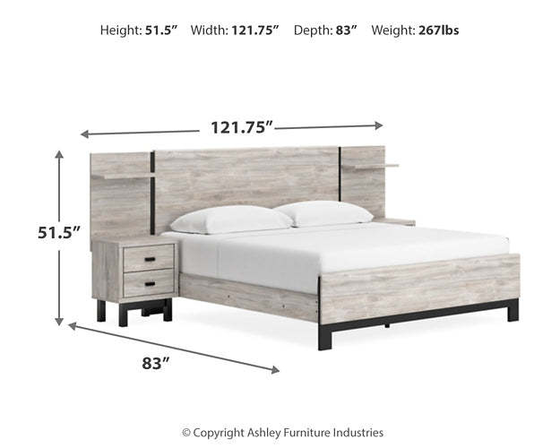 Cama Vessalli con paneles y tocador con espejo