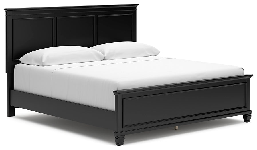 Cama con paneles Lanolee y tocador con espejo