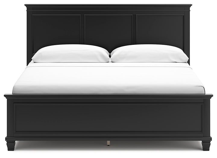 Cama con paneles Lanolee y tocador con espejo
