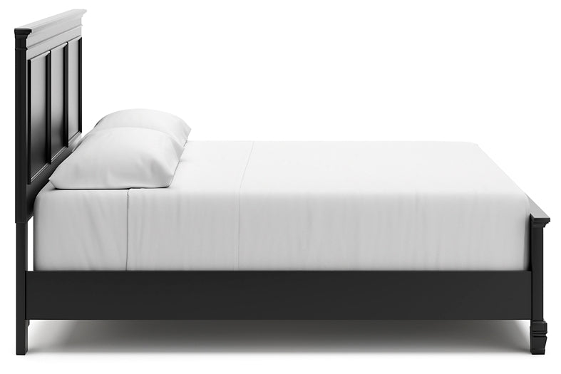 Cama con paneles Lanolee y tocador con espejo