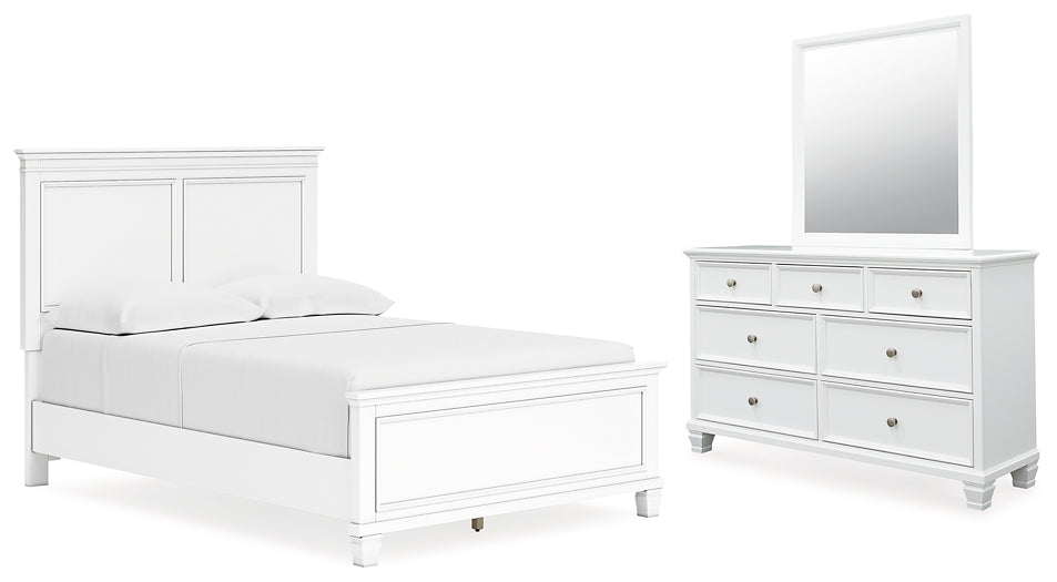 Cama Fortman con paneles y tocador con espejo