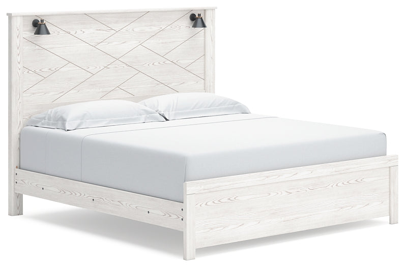 Cama con paneles Gerridan y tocador con espejo
