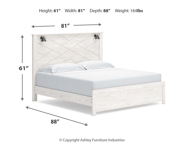 Cama con paneles Gerridan y tocador con espejo