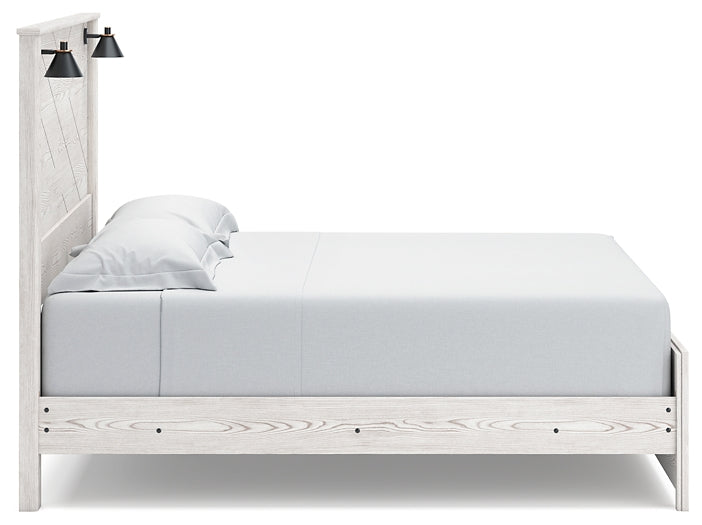 Cama con paneles Gerridan y tocador con espejo