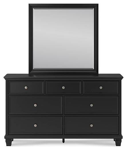 Lanolee California Panel Bed With Mirrored Dresser And Chest