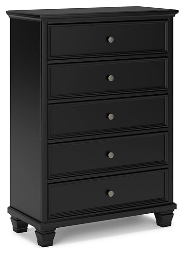 Lanolee California Panel Bed With Mirrored Dresser And Chest