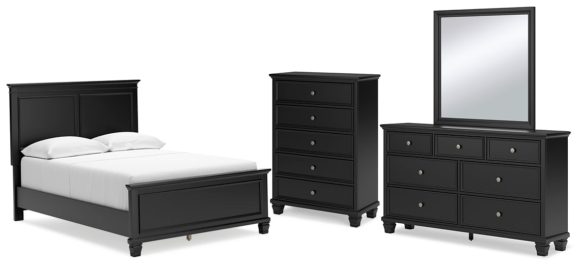 Lanolee Panel Bed With Mirrored Dresser And Chest