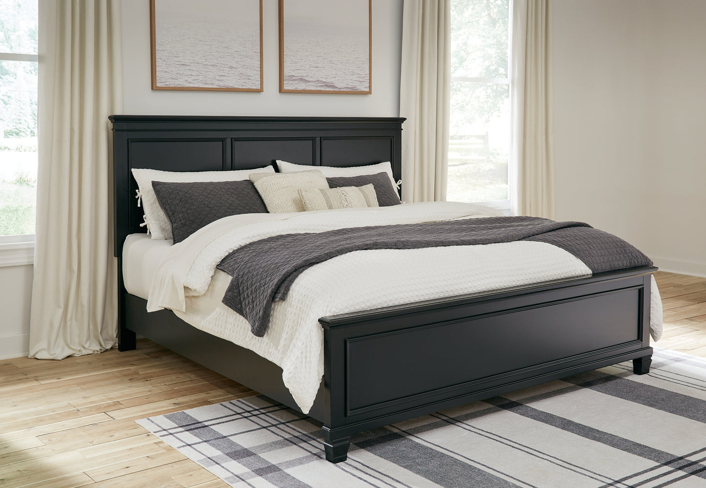 Cama con paneles Lanolee, cómoda y cómoda con espejo