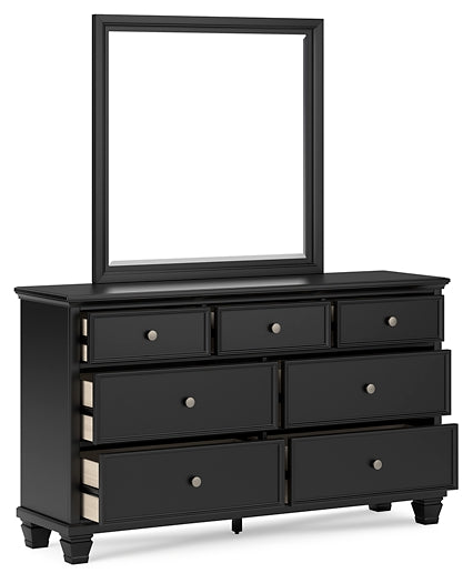 Lanolee California Panel Bed With Mirrored Dresser And Nightstand