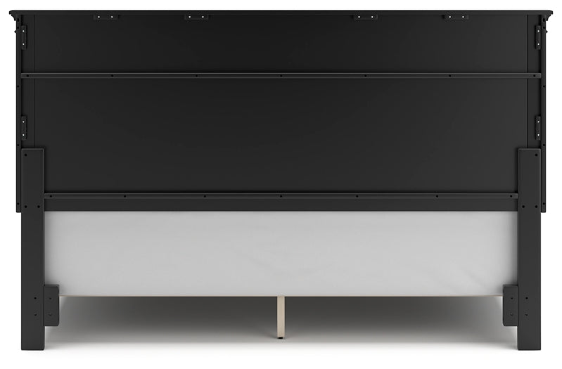 Cama Lanolee con paneles, cómoda con espejo y mesita de noche
