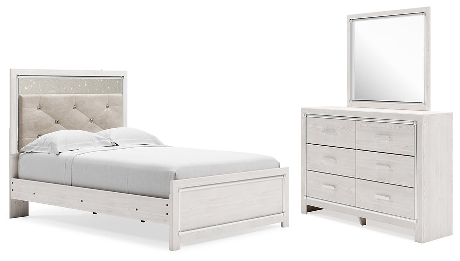 Cama Altyra con paneles y tocador con espejo