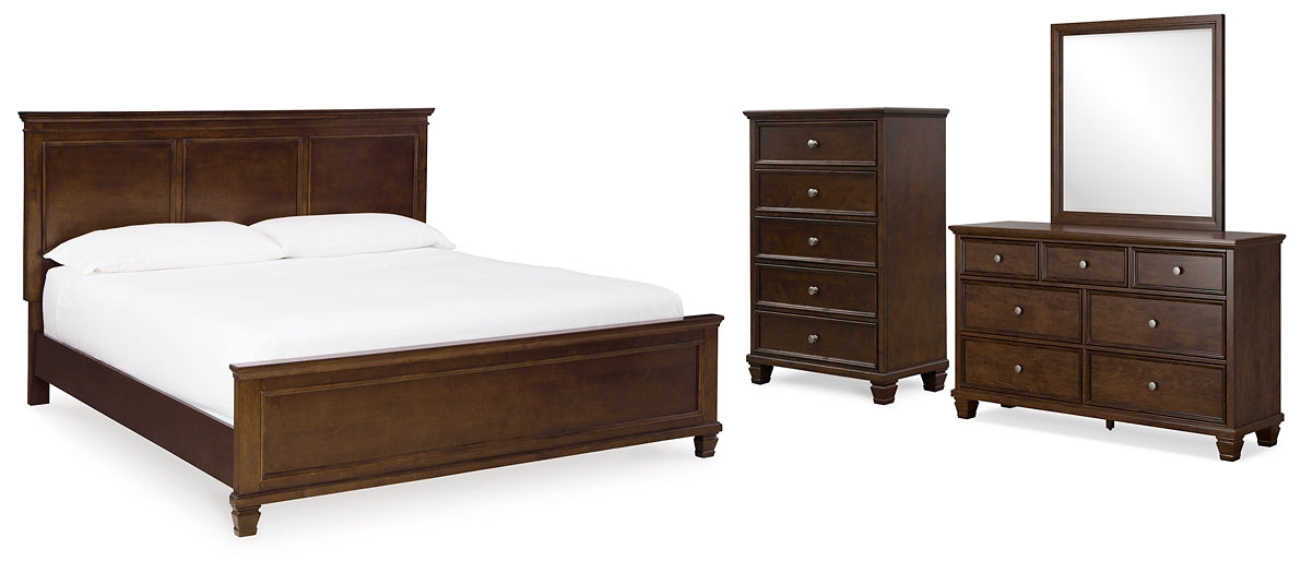 Cama con paneles Danabrin, cómoda y espejo