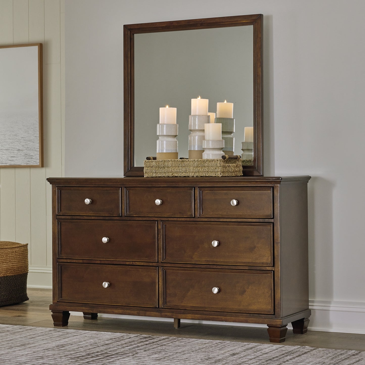 Danabrin Panel Bed With Mirrored Dresser And Chest