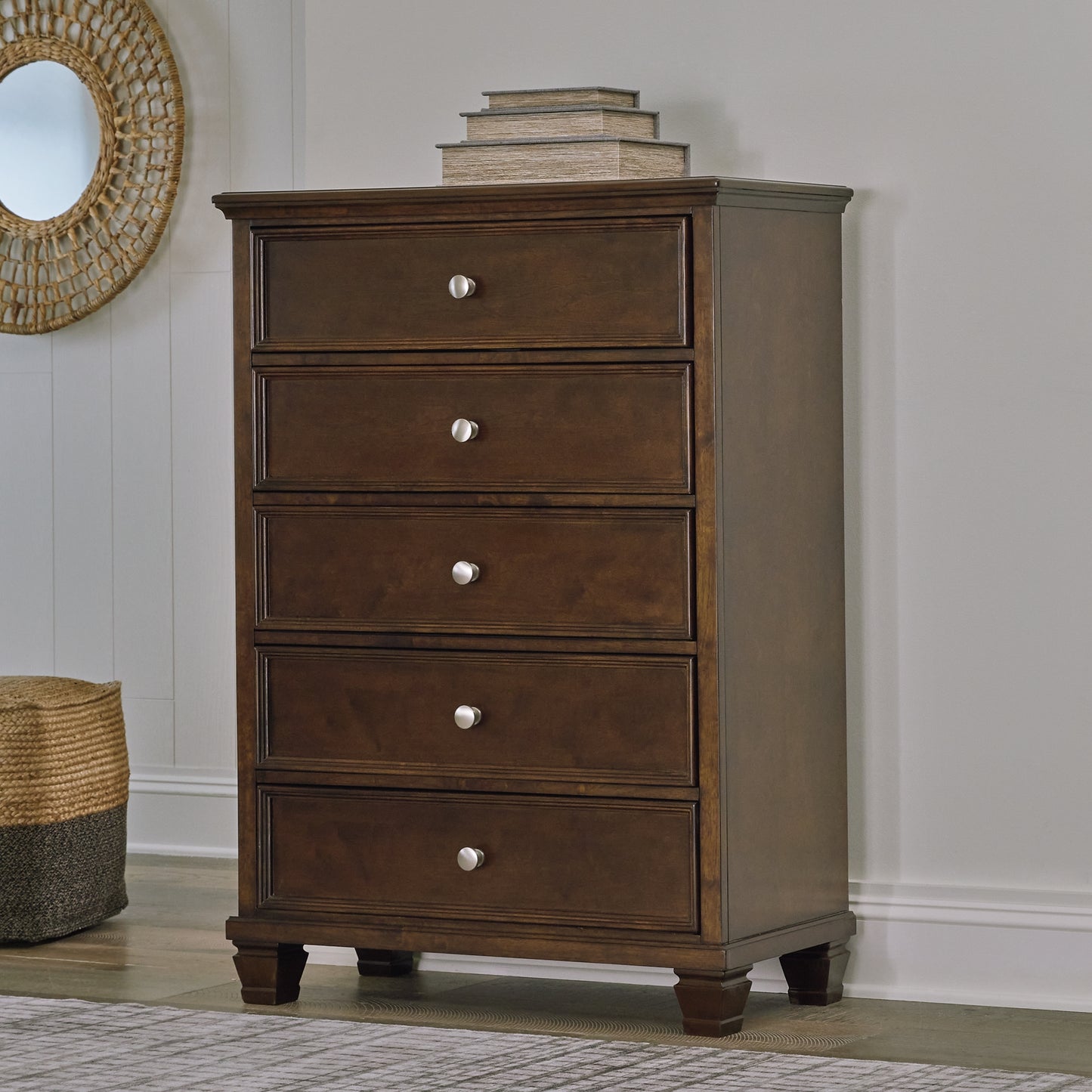 Danabrin Panel Bed With Mirrored Dresser And Chest