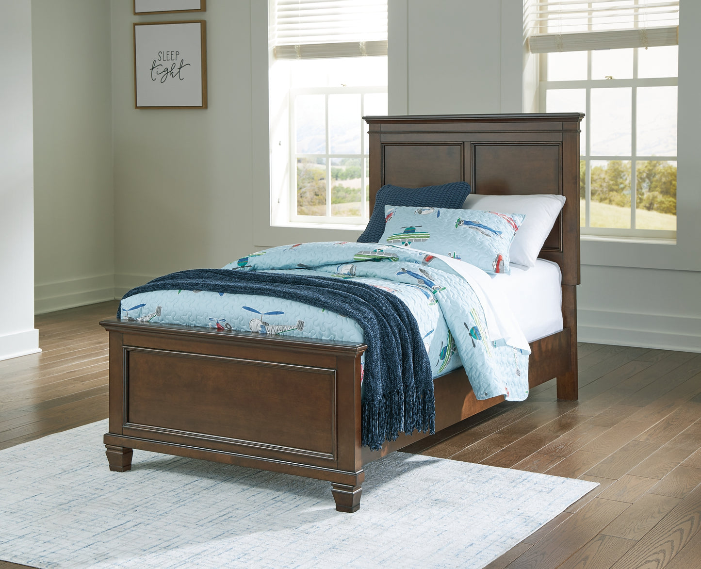 Danabrin Panel Bed With Mirrored Dresser And Chest