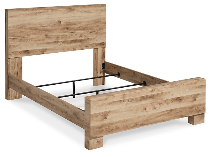 Cama Hyanna con paneles, cómoda y espejo