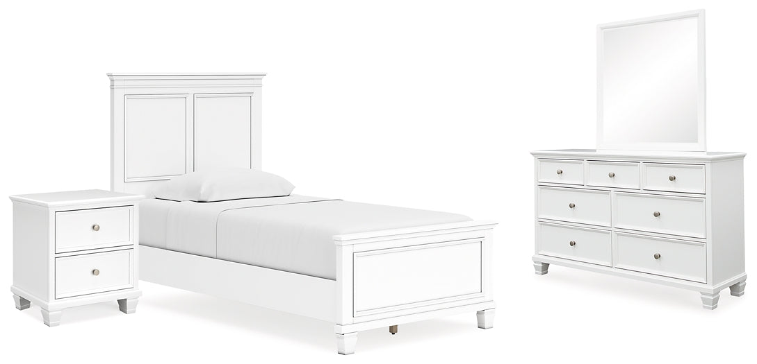 Fortman Panel Bed With Mirrored Dresser And Nightstand