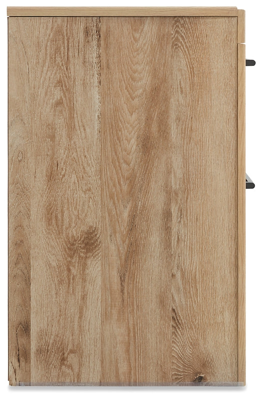 Cama Hyanna con paneles y espacio de almacenamiento, con tocador con espejo, cómoda y dos mesitas de noche