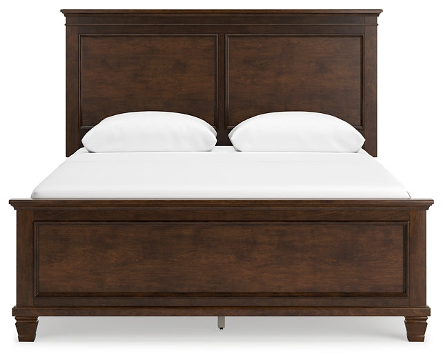 Cama con paneles Danabrin, cómoda con espejo y mesita de noche