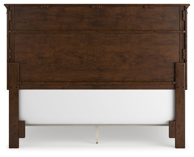 Cama con paneles Danabrin, cómoda con espejo y mesita de noche