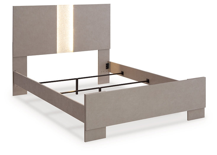 Surancha Panel Bed With Mirrored Dresser, Chest And Nightstand