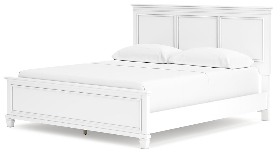 Cama Fortman California con paneles, tocador con espejo y mesita de noche