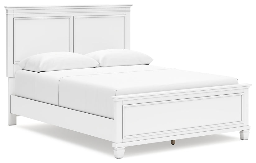 Cama Fortman con paneles, cómoda con espejo y mesita de noche