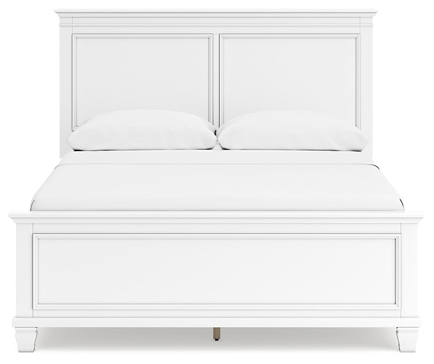 Cama Fortman con paneles, cómoda con espejo y mesita de noche