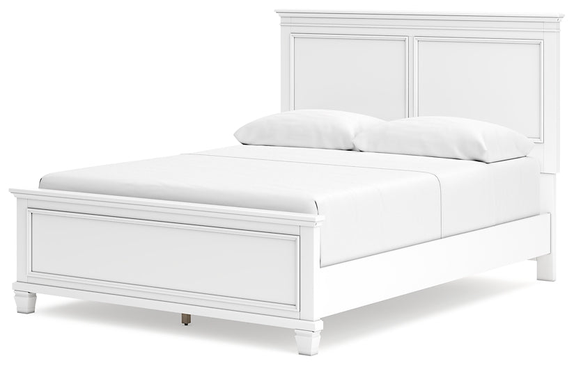 Cama Fortman con paneles, cómoda con espejo y mesita de noche