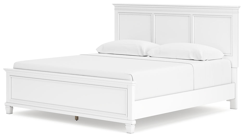 Cama Fortman con paneles, cómoda con espejo y mesita de noche