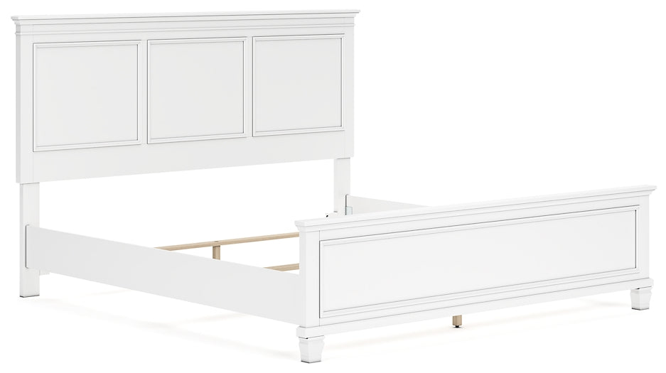 Cama Fortman con paneles, cómoda con espejo y mesita de noche