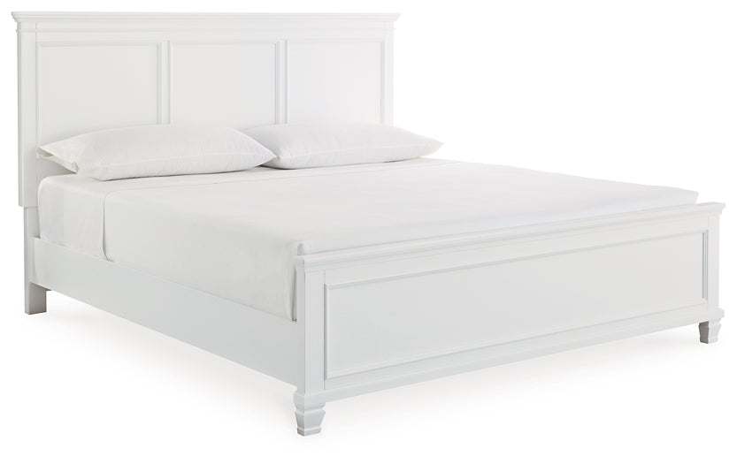 Cama Fortman con paneles, cómoda con espejo y mesita de noche