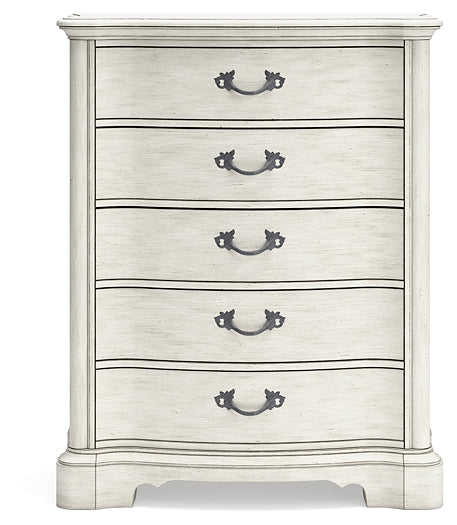 Cama tapizada Arlendyne con cómoda y espejo