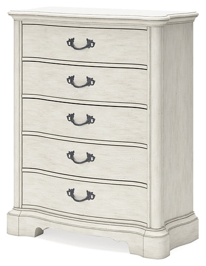 Cama tapizada Arlendyne con cómoda y espejo