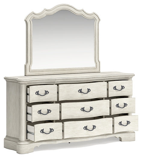 Arlendyne California Upholstered Bed With Mirrored Dresser And Chest