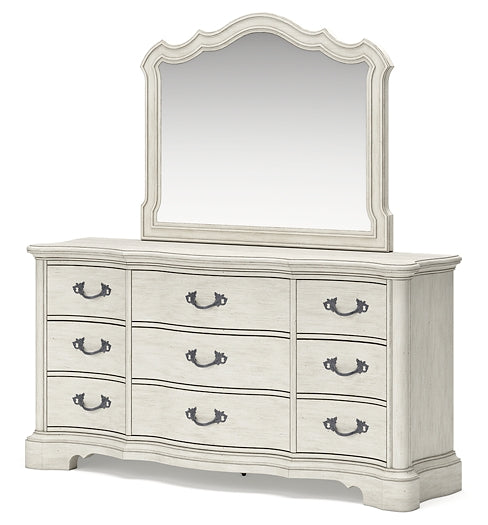Arlendyne California Upholstered Bed With Mirrored Dresser And Chest