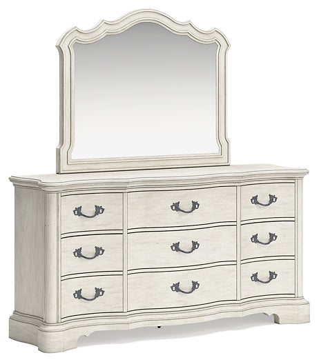 Arlendyne California Upholstered Bed With Mirrored Dresser And Chest