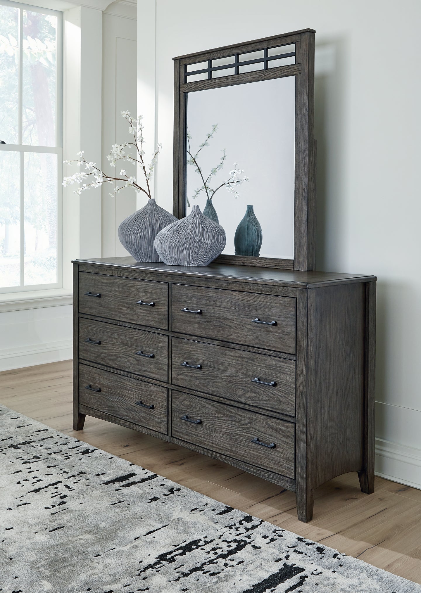 Montillan California Panel Bed With Mirrored Dresser And Chest