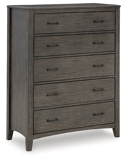 Cama California Montillan con paneles, cómoda con espejo y mesita de noche