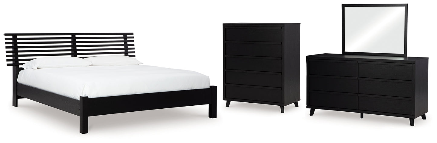 Cama con paneles Danziar, cómoda y cómoda con espejo