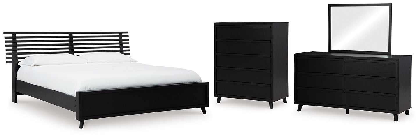 Cama con paneles Danziar, cómoda y cómoda con espejo