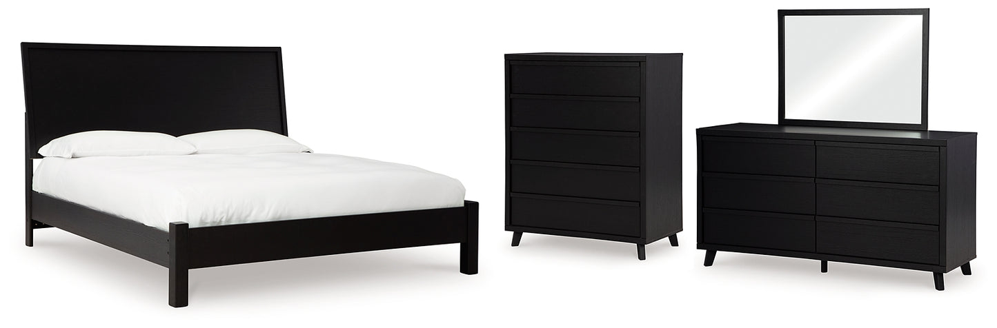 Cama con paneles Danziar, cómoda y cómoda con espejo