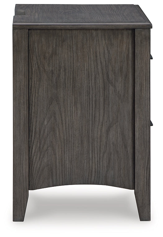 Cama Montillan con paneles, cómoda con espejo y mesita de noche