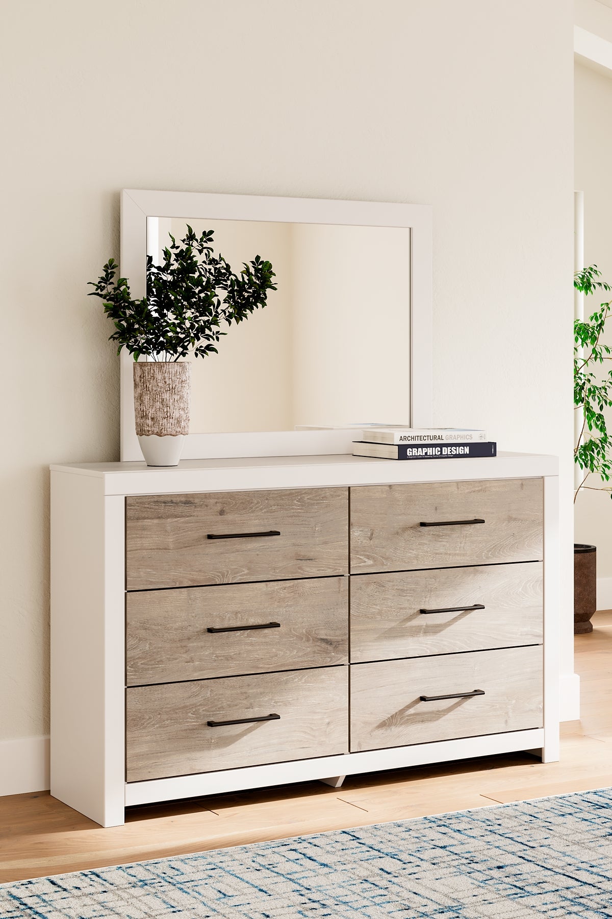 Charbitt Panel Bed With Mirrored Dresser